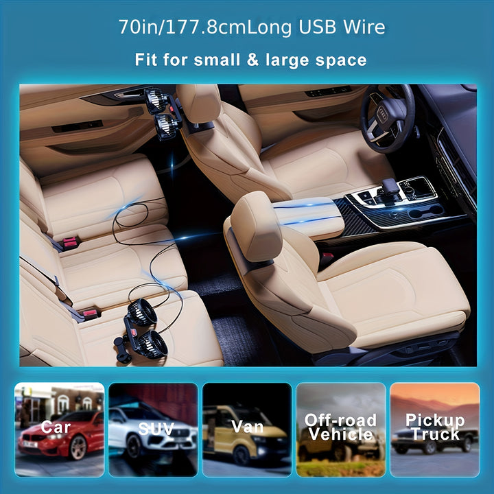 HEEYCEM Portable Air Conditioner & Car Fan with 5-Blade 360° Rotation, Ultra-High Airflow, Super Low Noise, Clip Mount, Foldable Design for Car & Home Use, Car Air Conditioner, Vehicle Cooling System, Compact Cooling Device,
