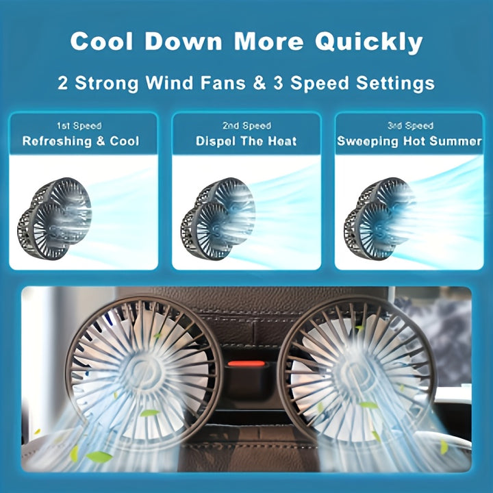 HEEYCEM Portable Air Conditioner & Car Fan with 5-Blade 360° Rotation, Ultra-High Airflow, Super Low Noise, Clip Mount, Foldable Design for Car & Home Use, Car Air Conditioner, Vehicle Cooling System, Compact Cooling Device,