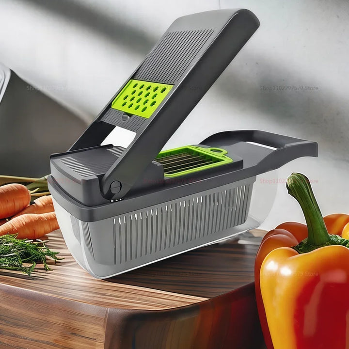 14/16 In 1 Vegetable Slicer Food Chopper Cutter Grater Cheese Onion Shredder Kitchen Tool for Carrots Tomatoes and Fruits