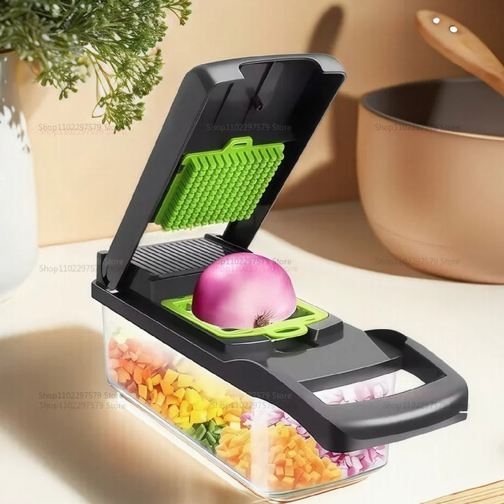 14/16 In 1 Vegetable Slicer Food Chopper Cutter Grater Cheese Onion Shredder Kitchen Tool for Carrots Tomatoes and Fruits