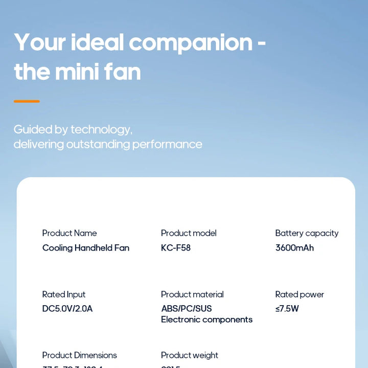 Multifunctional Handheld Cooling Fan 100 Wind Speeds Adjustable Foldable Outdoor Portable Fan 3600mAh LED Display with Lanyard