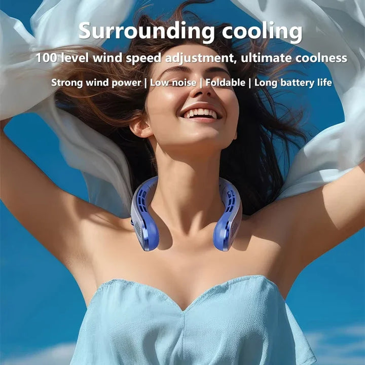 Xiaomi 10000mAh USB Hanging Neck Fan Portable Bladeless Mini Rechargeable Mute LED Digital Display Electric Air Cooler Handheld