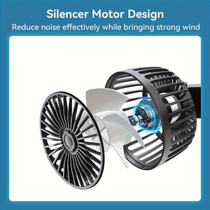 HEEYCEM Portable Air Conditioner & Car Fan with 5-Blade 360° Rotation, Ultra-High Airflow, Super Low Noise, Clip Mount, Foldable Design for Car & Home Use, Car Air Conditioner, Vehicle Cooling System, Compact Cooling Device,
