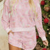 Pink Christmas Tree Nutcracker Doll Print Contrast Trim Long Sleeve Top Matching Shorts Set