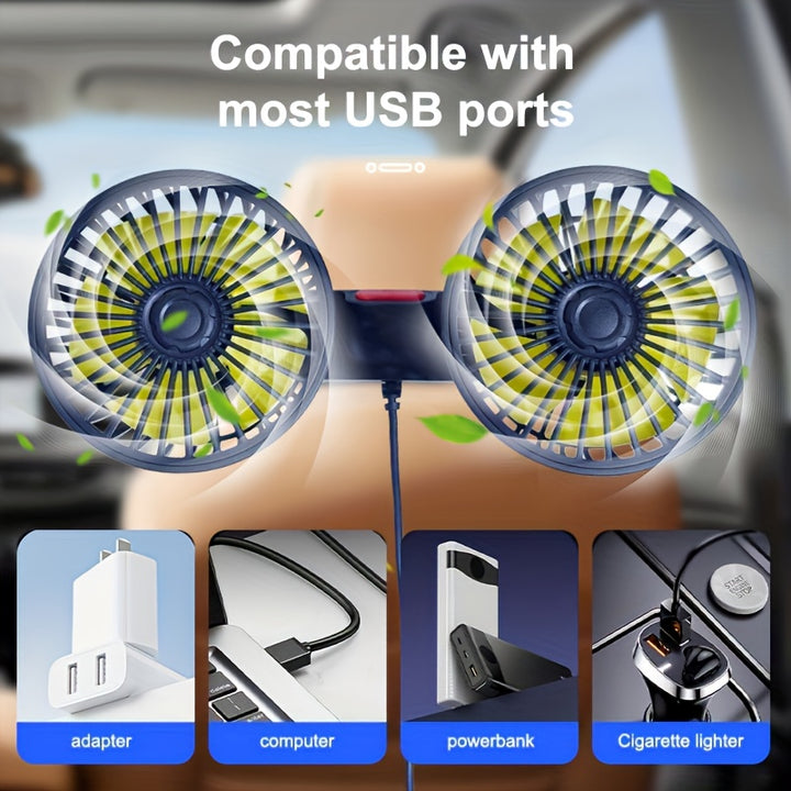 HEEYCEM Portable Air Conditioner & Car Fan with 5-Blade 360° Rotation, Ultra-High Airflow, Super Low Noise, Clip Mount, Foldable Design for Car & Home Use, Car Air Conditioner, Vehicle Cooling System, Compact Cooling Device,